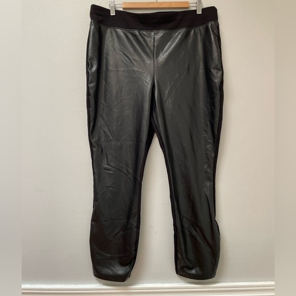 NY&C faux leather Front Black Pants/Leggings size XXL - Picture 1 of 6